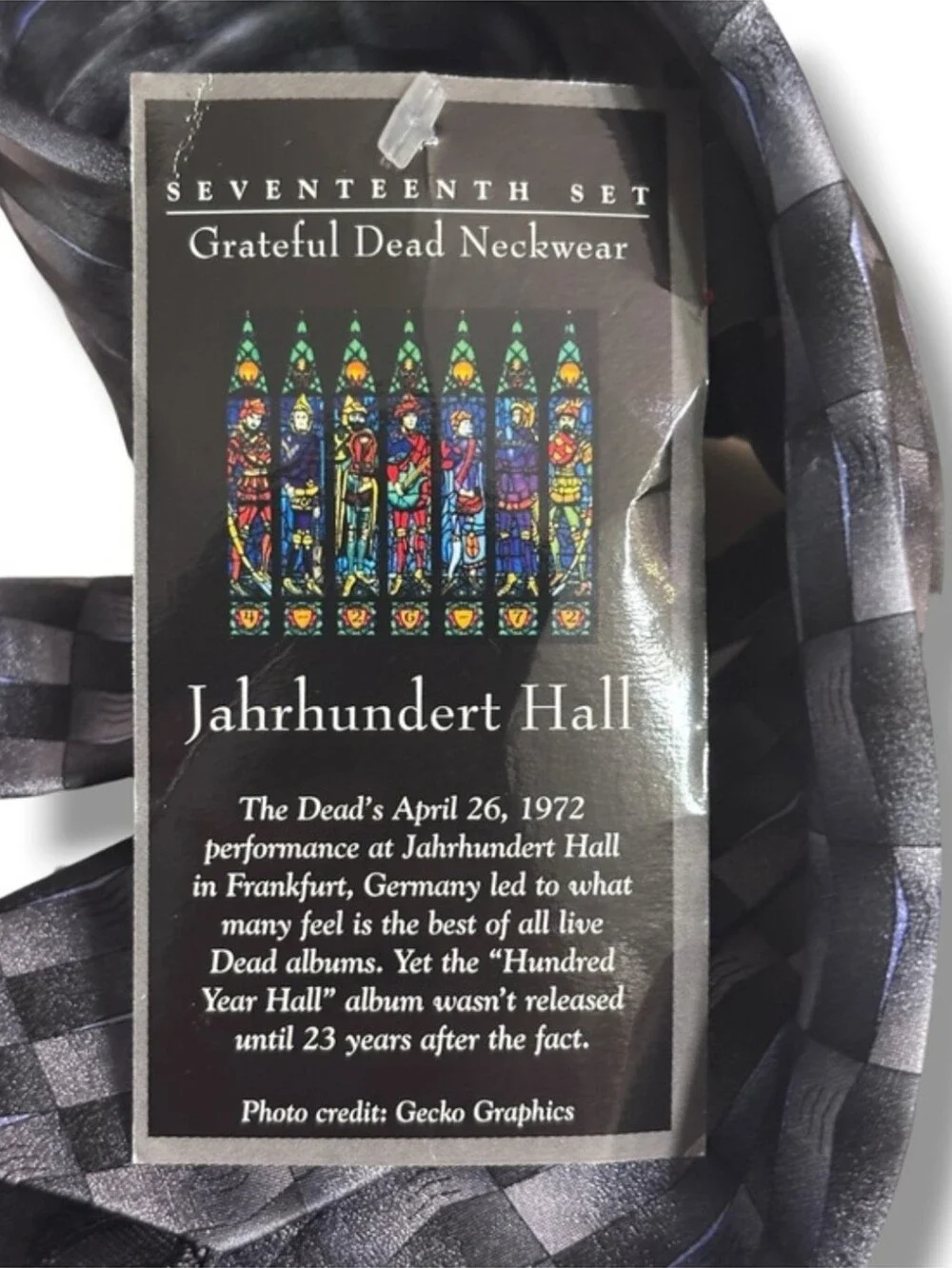 GRATEFUL DEAD Grey Blue Silk Print Tie Jahrhundert Hall VINTAGE Dead Stock